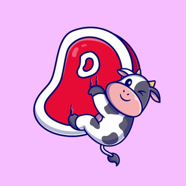 奶牛肉排卡通插画