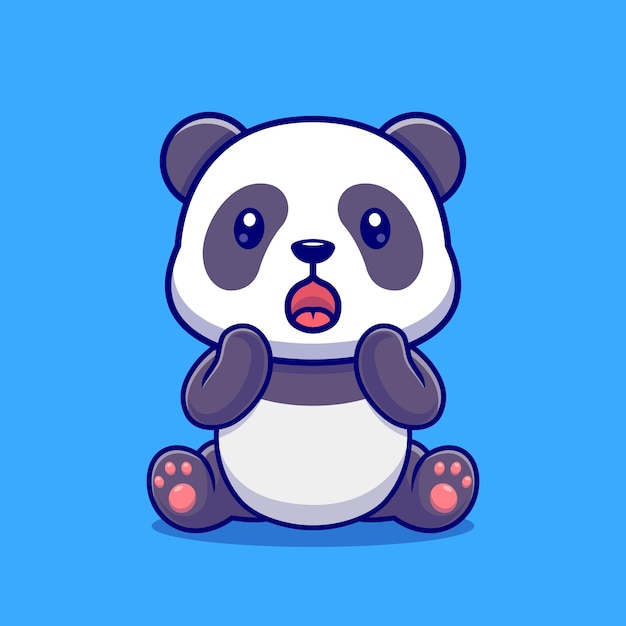 惊讶的熊猫卡通插画