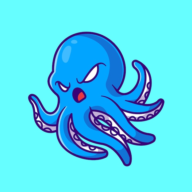 愤怒的章鱼卡通插画