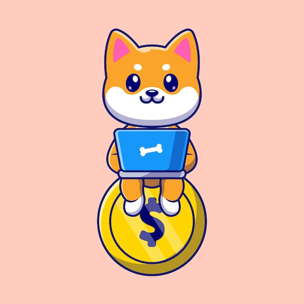 柴犬小狗商务形态卡通插画