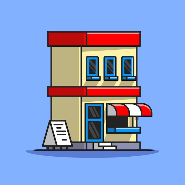 咖啡馆建筑房子卡通插画
