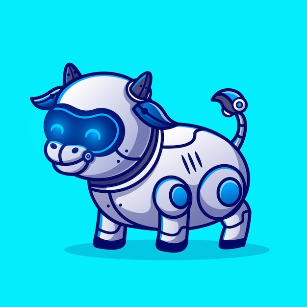 机械牛卡通插画