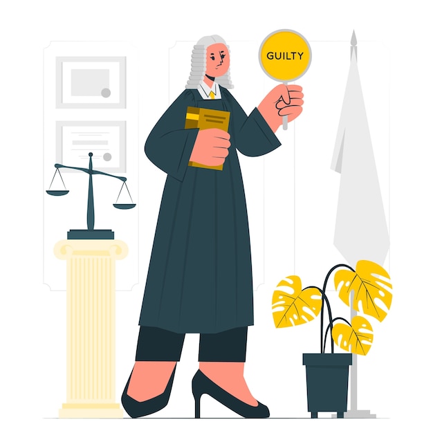 法院法庭法官扁平插画
