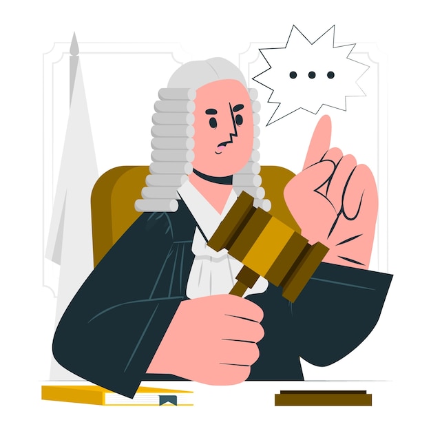 法院法庭法官扁平插画