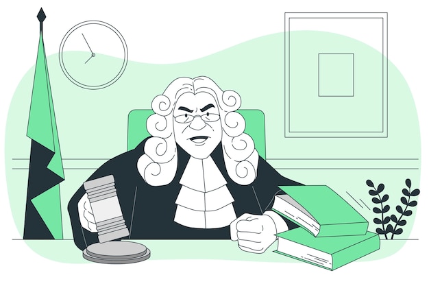 法院法庭法官扁平插画