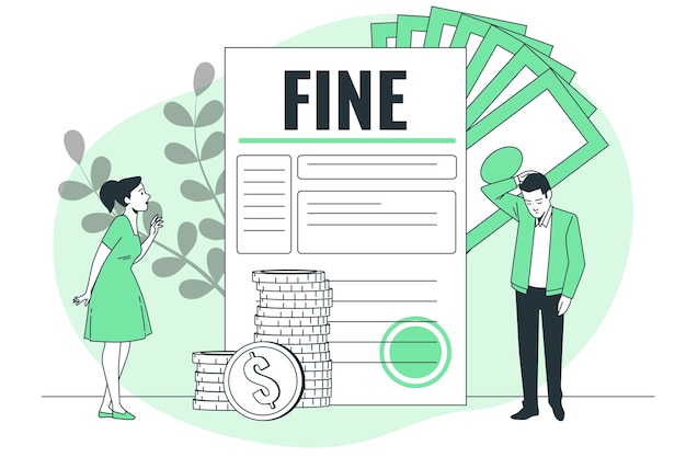 罚单罚款罚金扁平插画