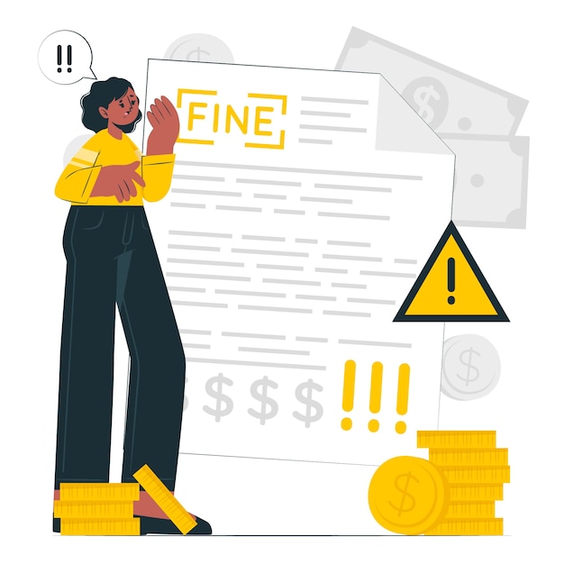 罚单罚款罚金扁平插画