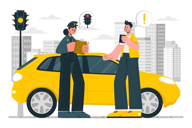 交通罚单罚款罚金扁平插画