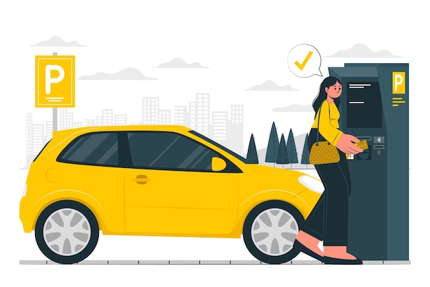 付费停车收费停车扁平插画