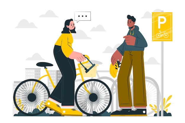 自行车停车扁平插画