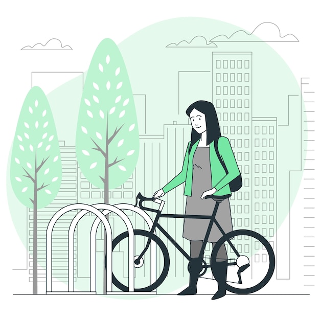 自行车停车扁平插画