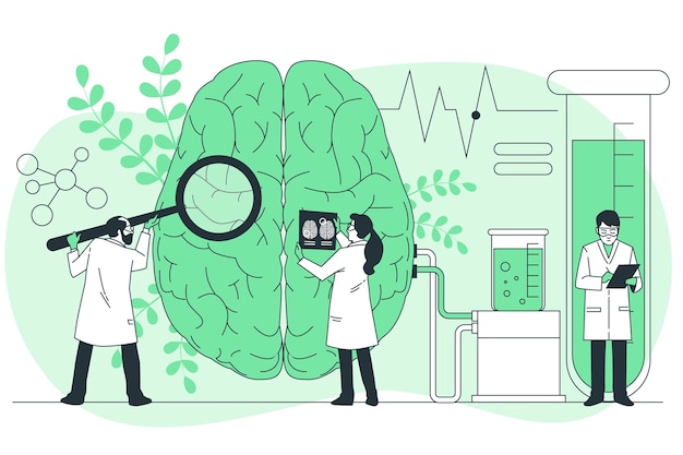 大脑实验研究扁平插画