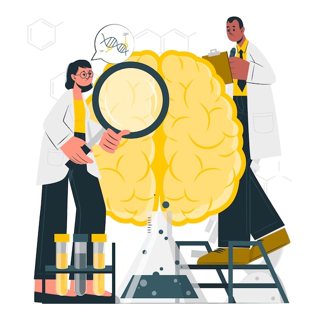 大脑实验研究扁平插画
