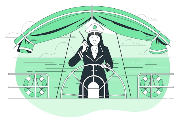 女船长扁平插画