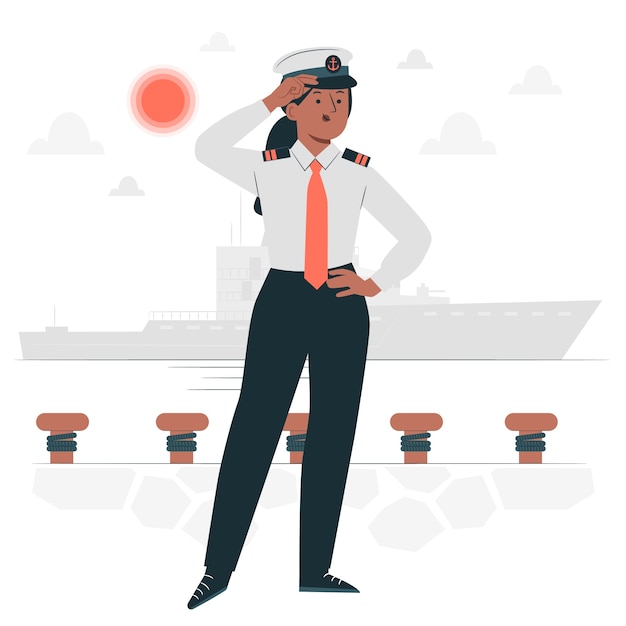 女船长扁平插画