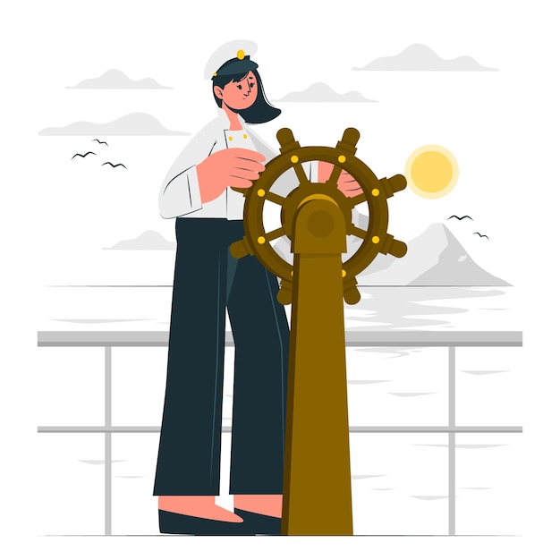 女船长扁平插画