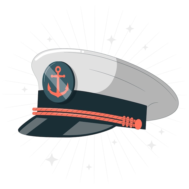 船长帽子扁平插画