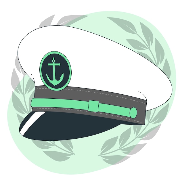 船长帽子扁平插画