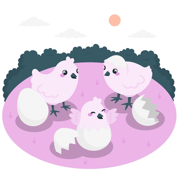 破壳的小鸡扁平插画