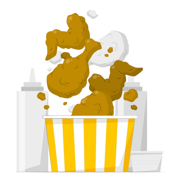 炸鸡快餐扁平插画