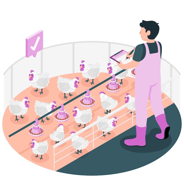 养鸡场扁平插画