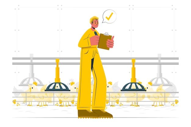 养鸡场扁平插画