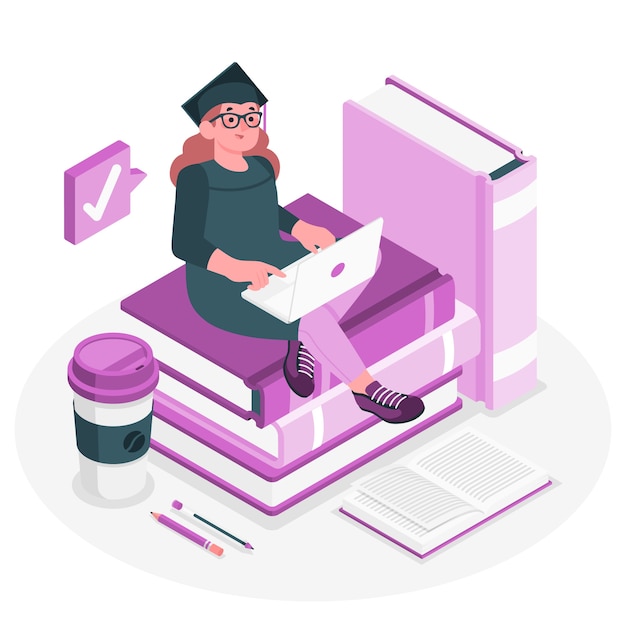 大学生学习扁平插画