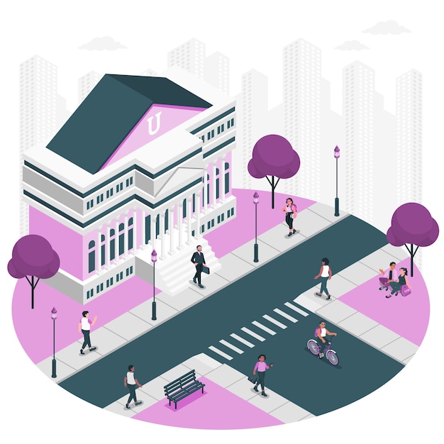 大学校园扁平插画