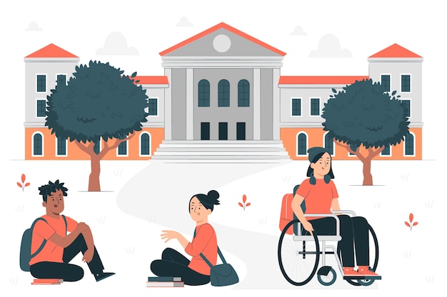 大学校园扁平插画