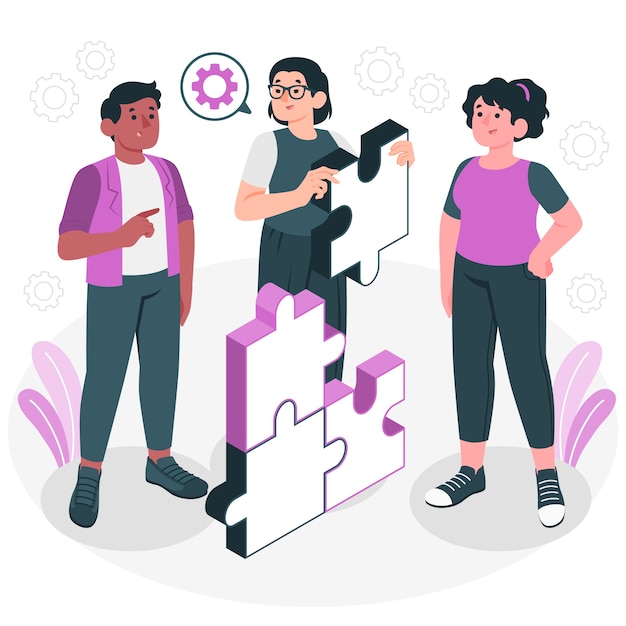 商业团队合作扁平插画