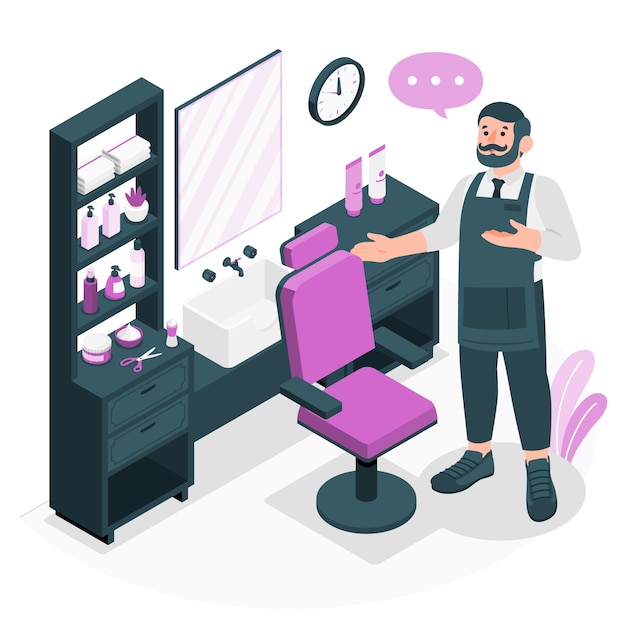 理发店扁平插画
