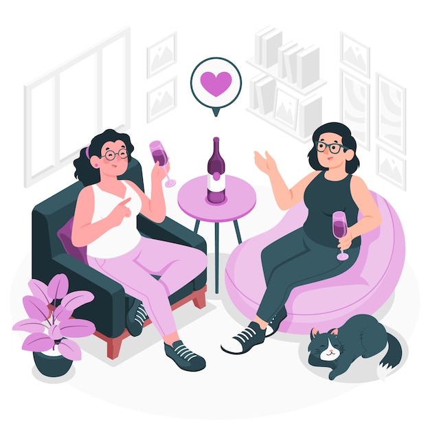 喝酒的女人扁平插画