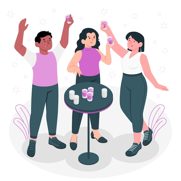 聚会喝酒的人扁平插画