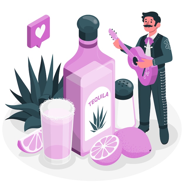 龙舌兰酒扁平插画