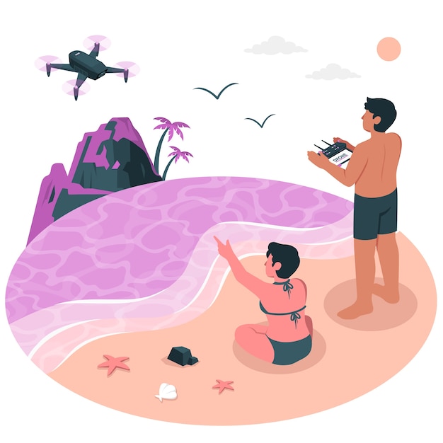 无人机航拍扁平插画