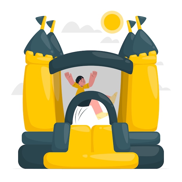 充气城堡扁平插画