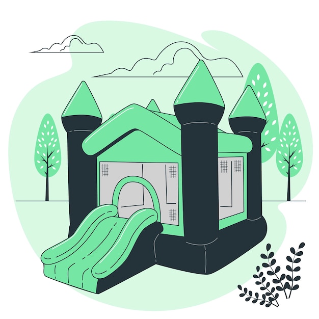 充气城堡扁平插画
