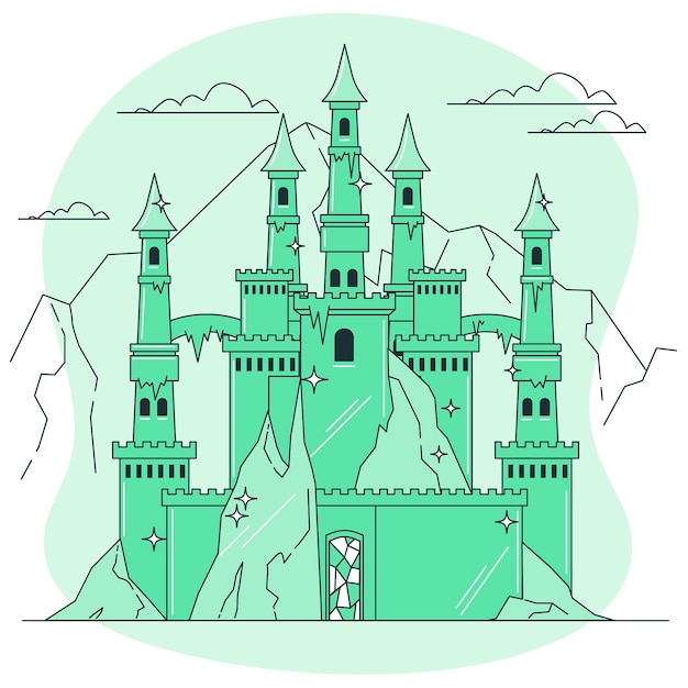 冰雕城堡扁平插画
