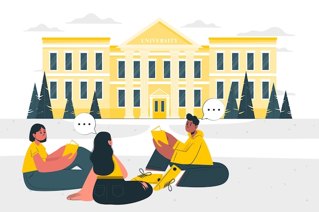 大学生大学校园扁平插画