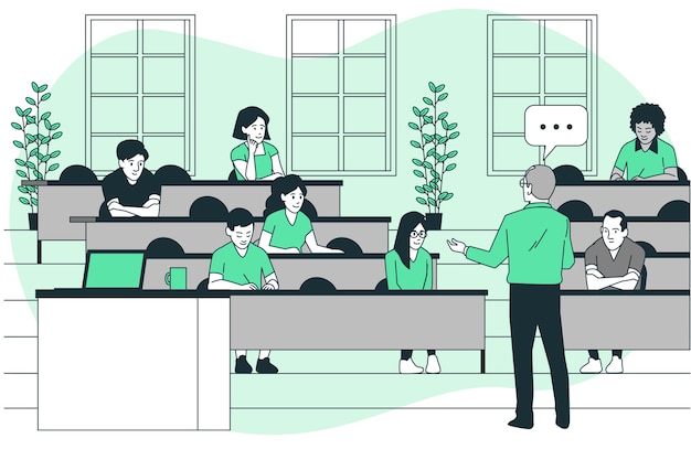 大学生课堂学习扁平插画