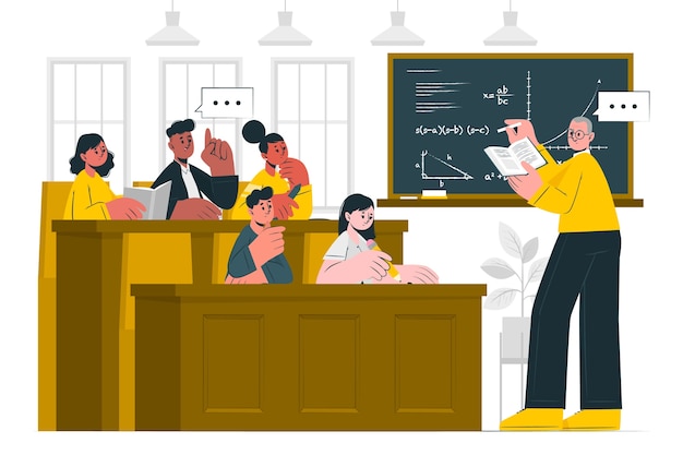 大学生课堂学习扁平插画