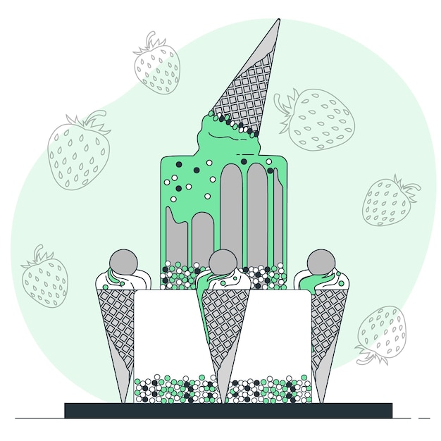 冰淇淋蛋糕扁平插画
