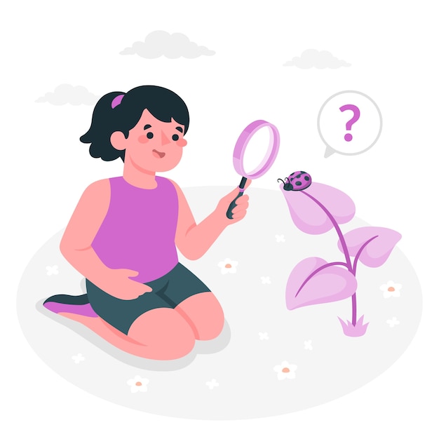 充满好奇心的儿童扁平插画