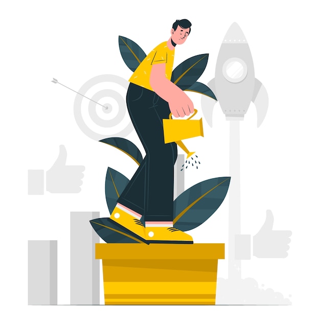 个人的成长扁平插画