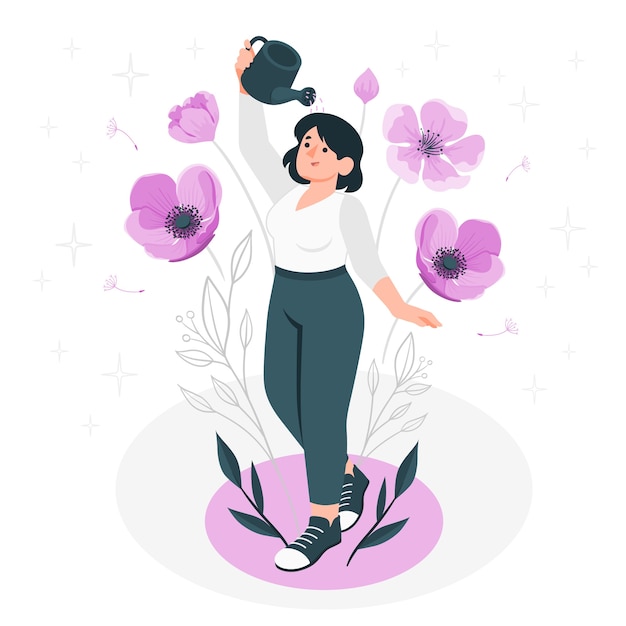 个人的成长扁平插画