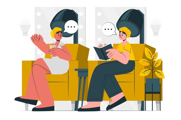 理发店美发女人扁平插画