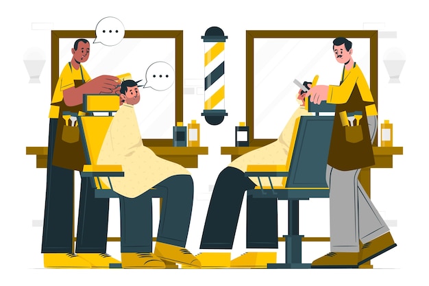 理发店理发师扁平插画