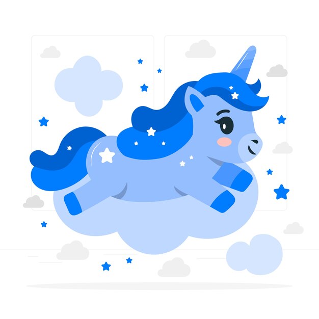 可爱的独角兽扁平插画