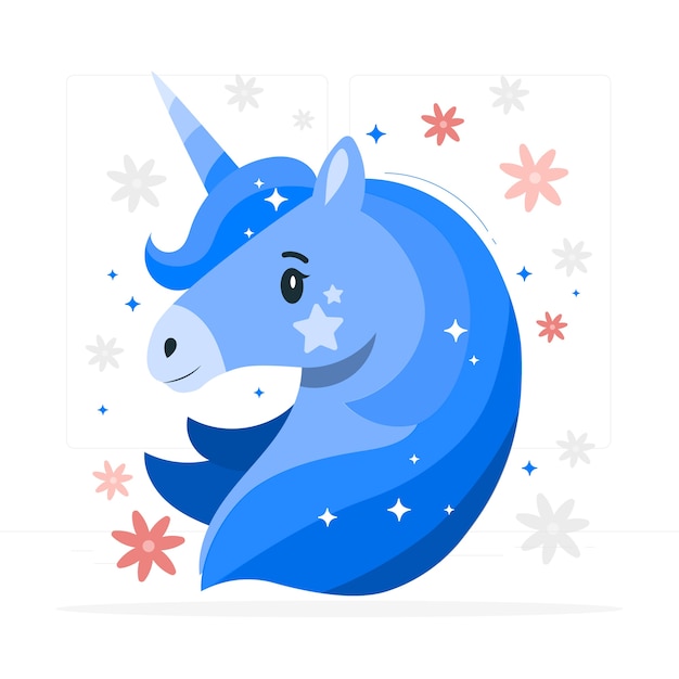 独角兽扁平插画