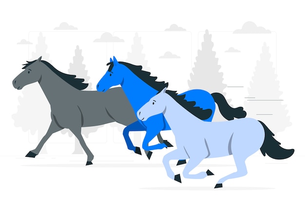 奔马奔跑的马扁平插画